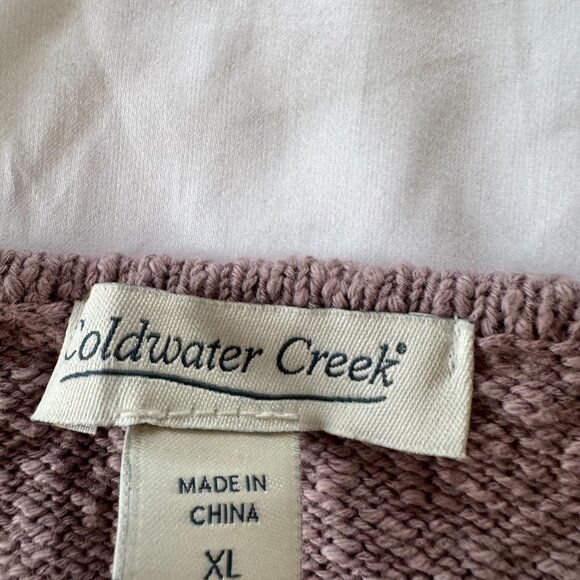 Coldwater Creek 100% Slub Cotton Mauve Short Sleeve Sweater, size XL - Picture 2 of 8